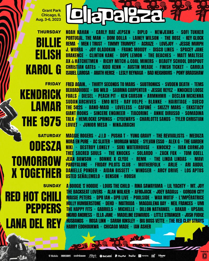 Lollapalooza 2023 Lineup and Poster